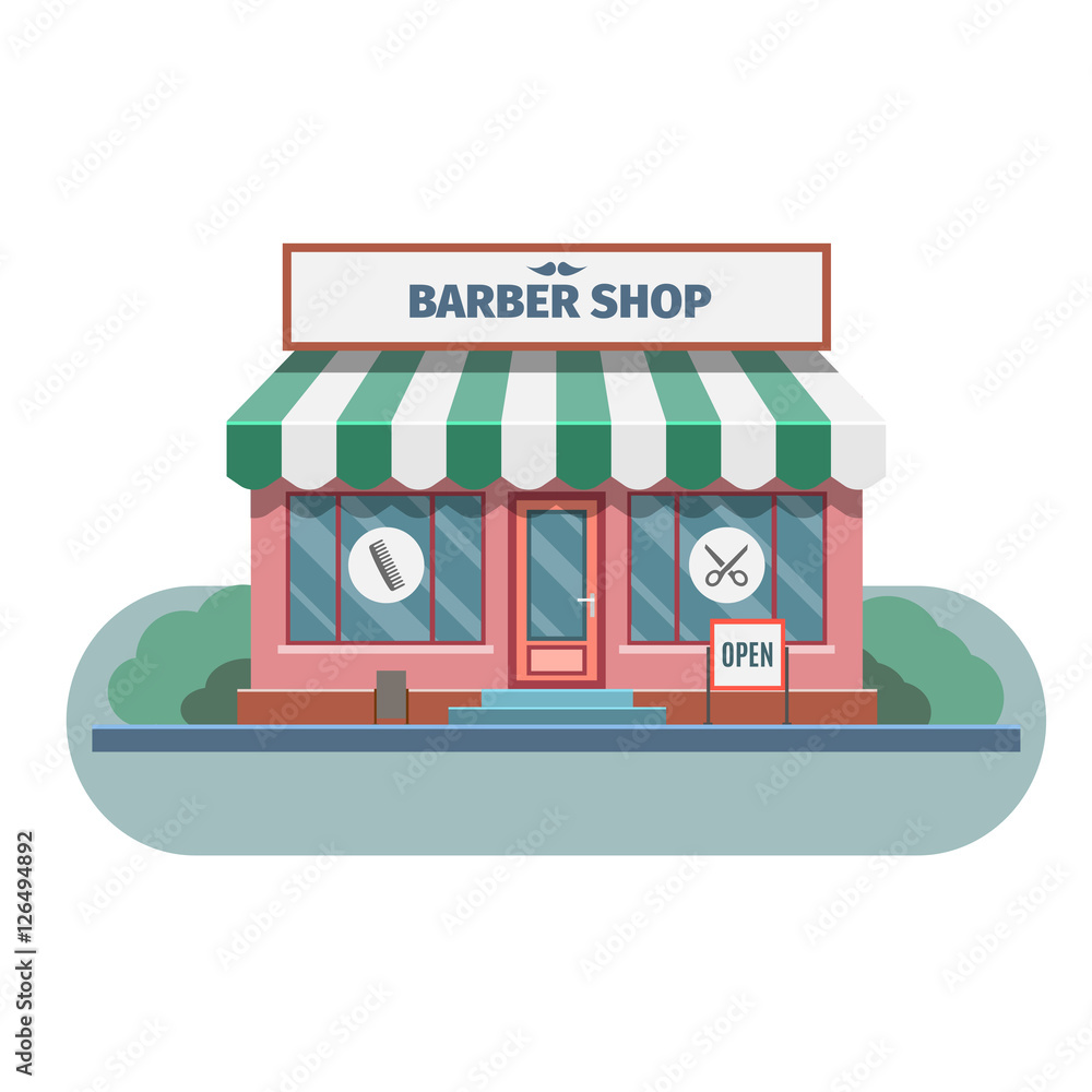 Obraz premium Barber shop in town vector.
