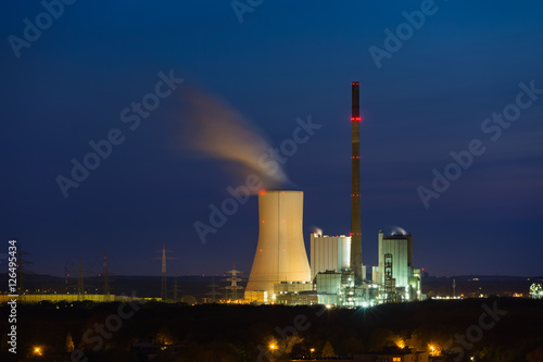 Modern Coal Power Station At Night