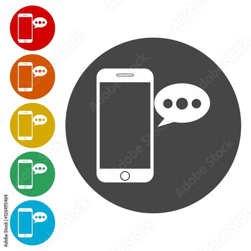 Smart phone, Voice message icons set 