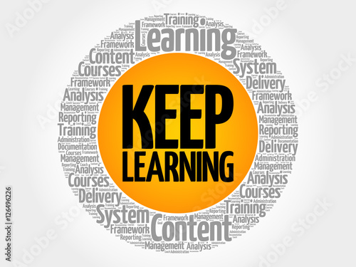 Keep Learning circle word cloud, business concept