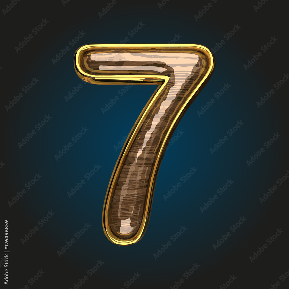 7 vector golden letter with red wood 7 vector golden letter with red wood