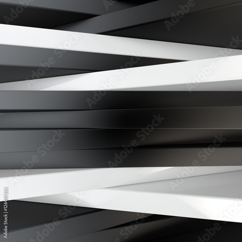 3d rendering of an abstract composition with a lot of black and white bars