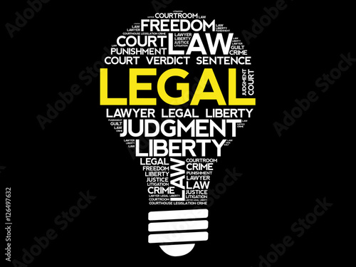 Legal bulb word cloud collage, concept background