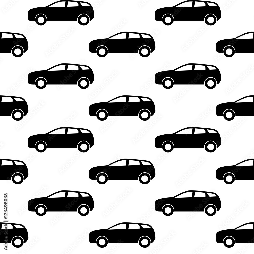 Black and White Car silhouette. Vector Illustration.