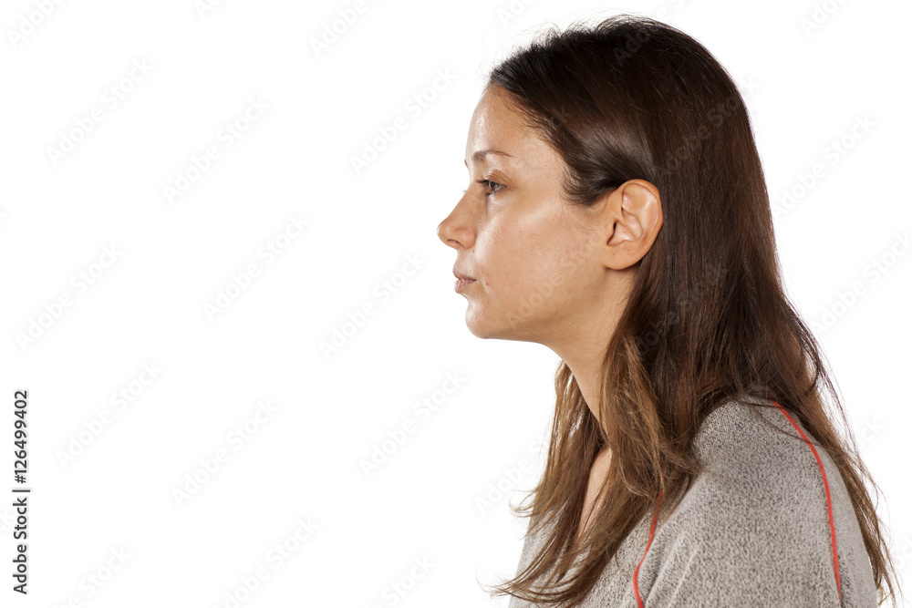 profile of young beautiful woman with long hair and without makeup profile of young beautiful woman with long hair and without makeup
