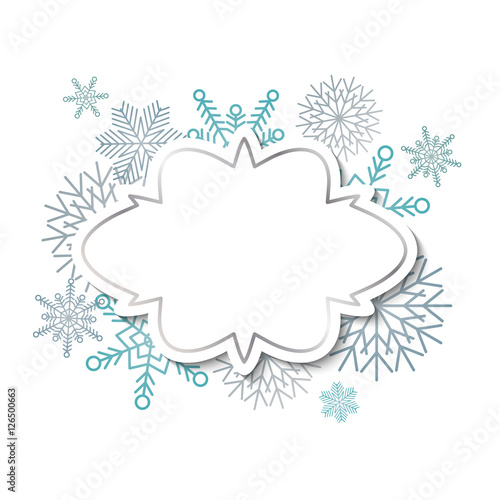 Fototapeta Naklejka Na Ścianę i Meble -  Winter vintage label on snowflakes background