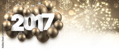 Golden 2017 New Year banner.
