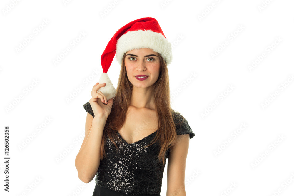 Beauty young woman in santa hat Beauty young woman in santa hat