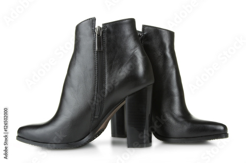 Female black boots isolated on a white background.