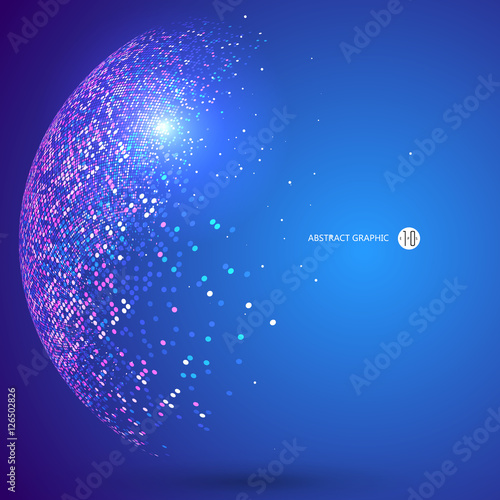 Colorful dots abstract sphere, science and technology vector ill