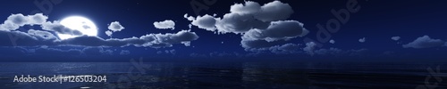 panorama of the sea under the moonlight. moonrise over the sea.