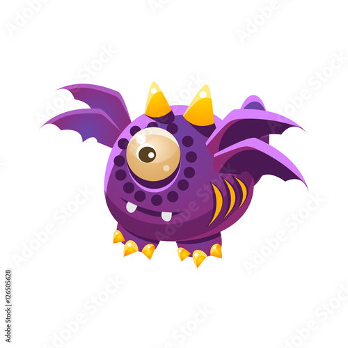 Purple Fantastic Friendly Pet Dragon With Four Wings Fantasy Imaginary Monster Collection