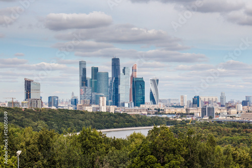 view of the Moscow City/ view from Sparrow Hills, Moscow, Russia © mihashi