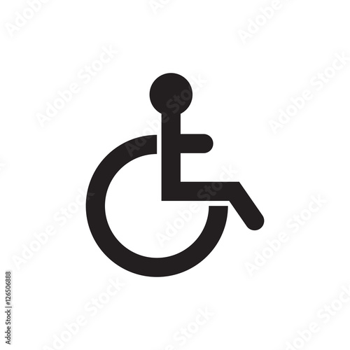 Access icon, isolated on white background. Man on a wheel chair.