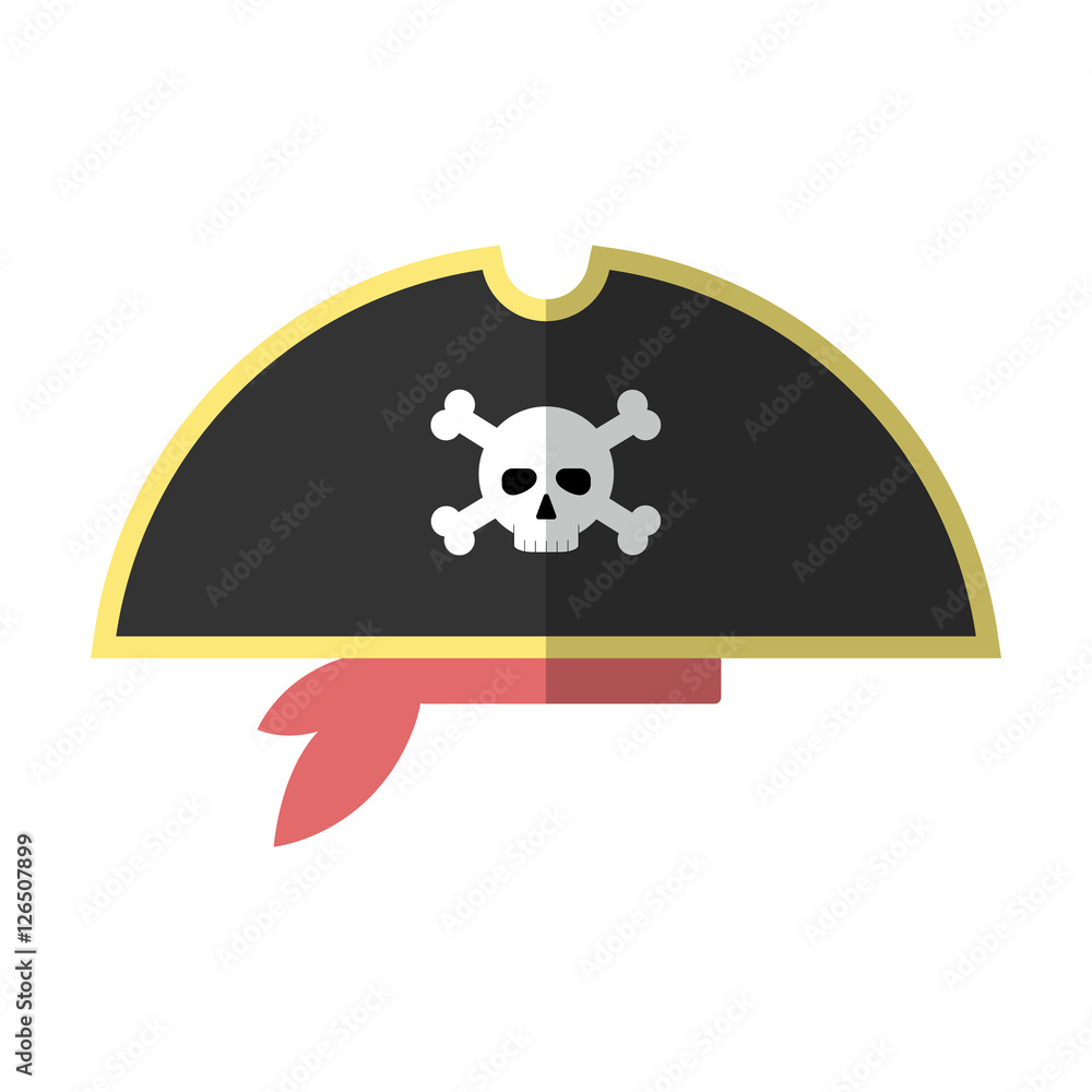 Flat pirate hat icon isolated vector illustration. Cartoon symbol in ...