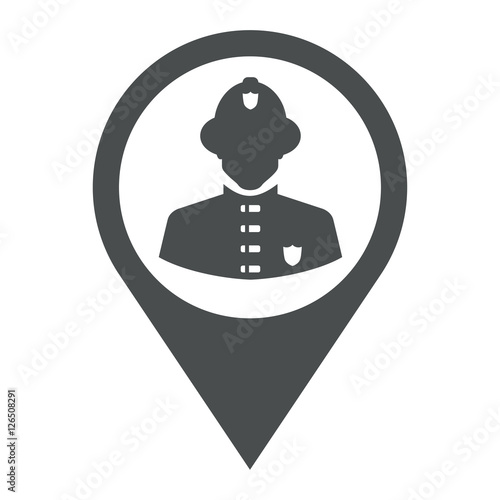 Icono plano localizacion silueta bombero gris
