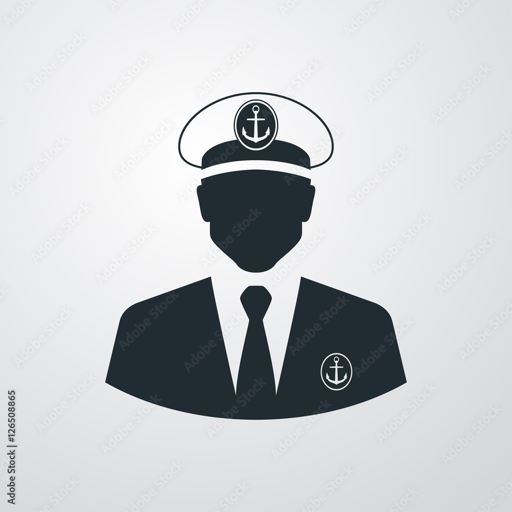 Icono plano silueta capitan barco en fondo degradado Stock Vector ...