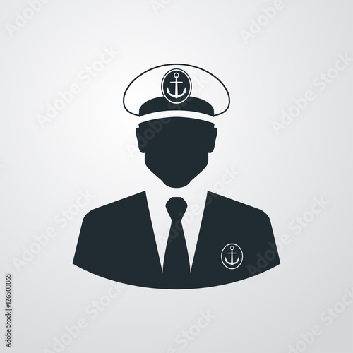 Icono plano silueta capitan barco en fondo degradado