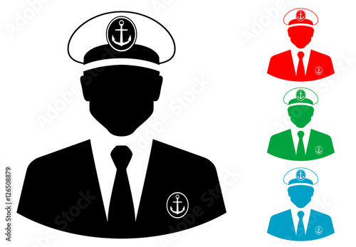 Icono plano silueta capitan barco varios colores