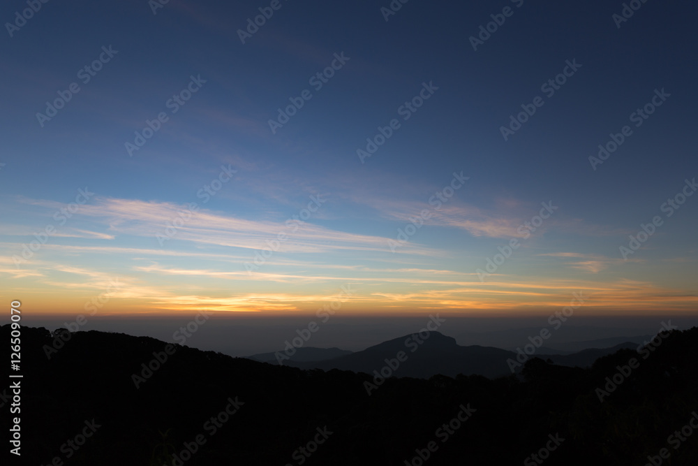 mountain landscape with sky at dawn