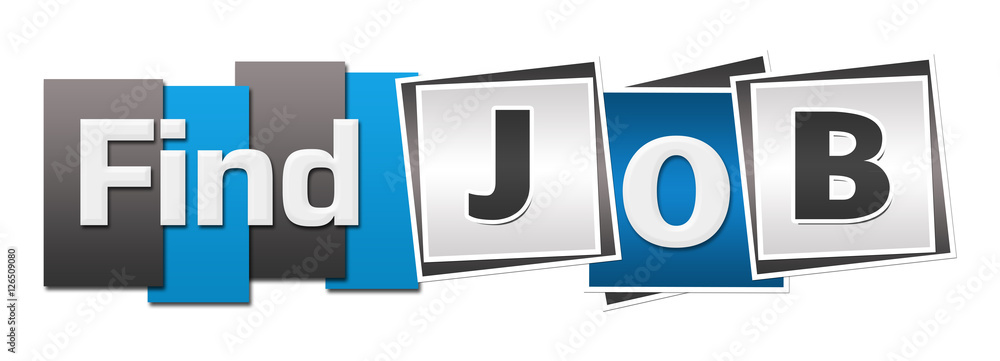 Find Job Blue Grey Squares Stripes 