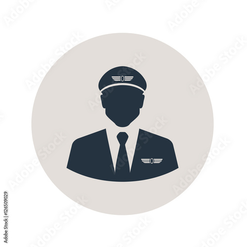 Icono plano silueta piloto aviacion en circulo gris