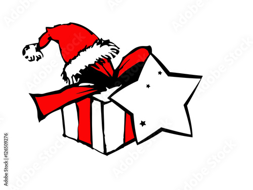 Geschenk mit Weihnachtsmütze