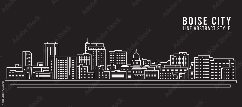 Cityscape Building Line art Vector Illustration design - Boise city