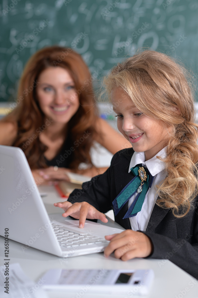 teacher with girl at lesson teacher with girl at lesson