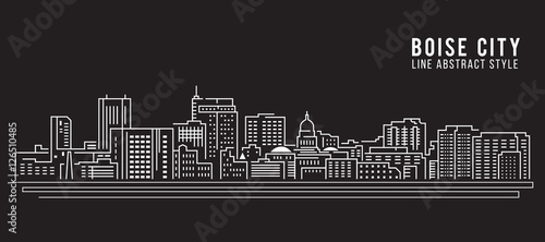 Cityscape Building Line art Vector Illustration design - Boise city photo