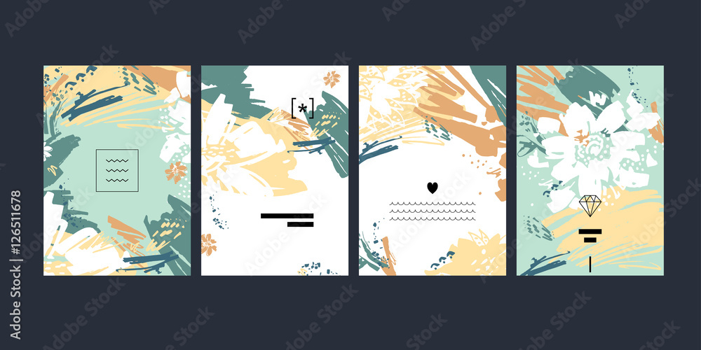 Set creative postcards. Vector illustration. Abstract