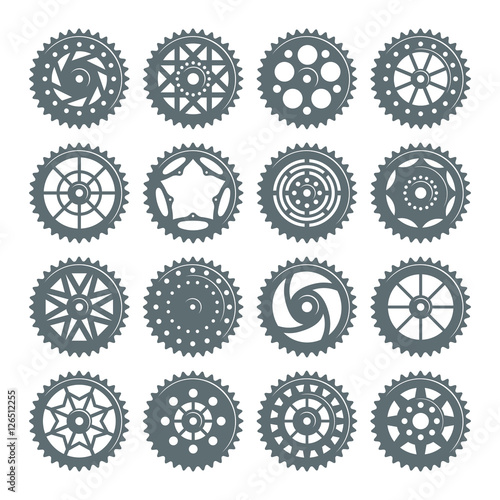 Set of icons bicycle chainring
