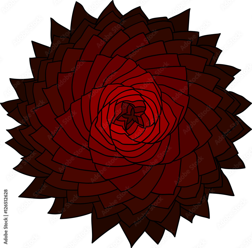 Fractal red flower. Vector rose. Abstract star design element.