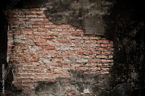 Canvastavla Old dilapidated brick wall. Vintage background.