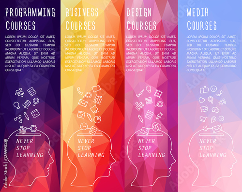 Vertical vector banner for design workshop event or training