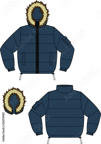 Illustration of Down jacket (fur hood)