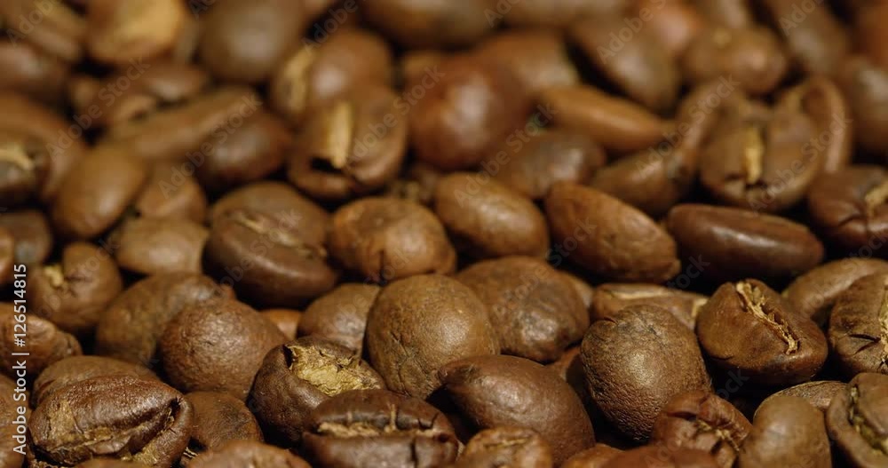 Camera move over high quality coffee beans Camera move over high quality coffee beans