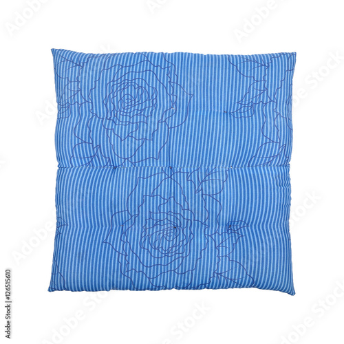 square blue cushion isolated on white
