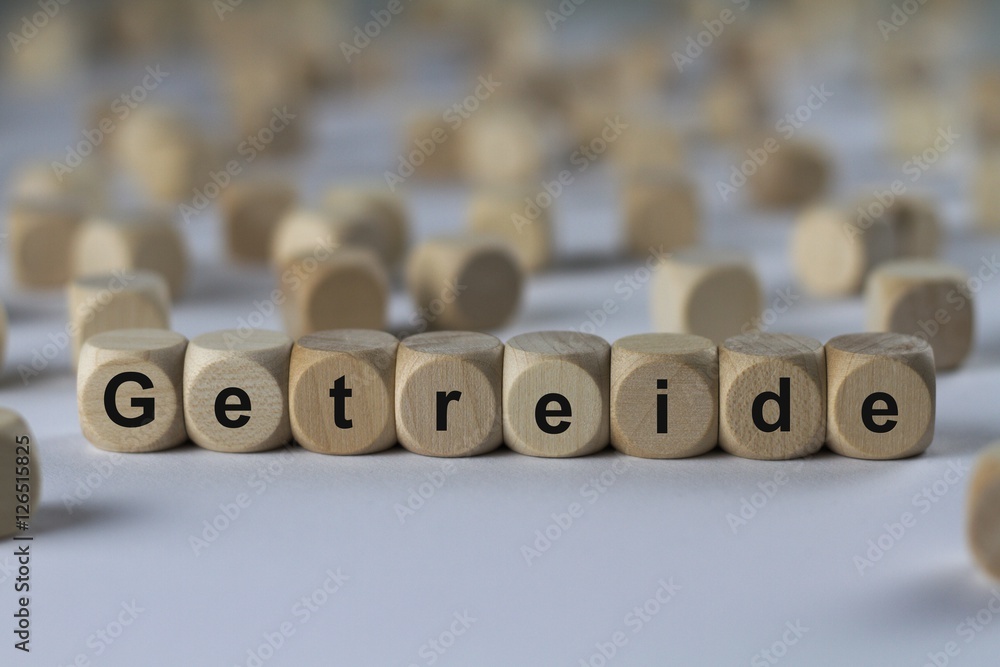 Obraz premium Getreide - Holzwürfel mit Buchstaben