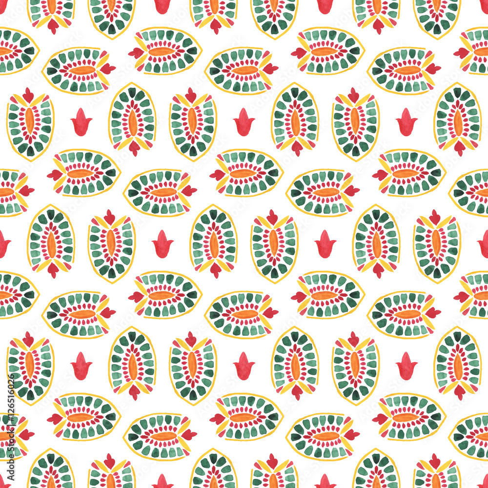 Seamless watercolor pattern: India Seamless watercolor pattern: India
