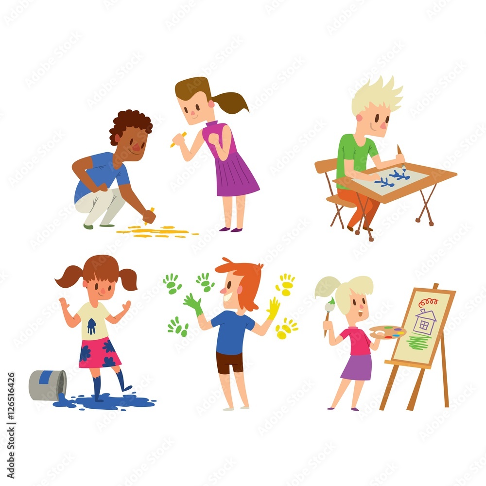 Artist kids children vector set. Artist kids children vector set.