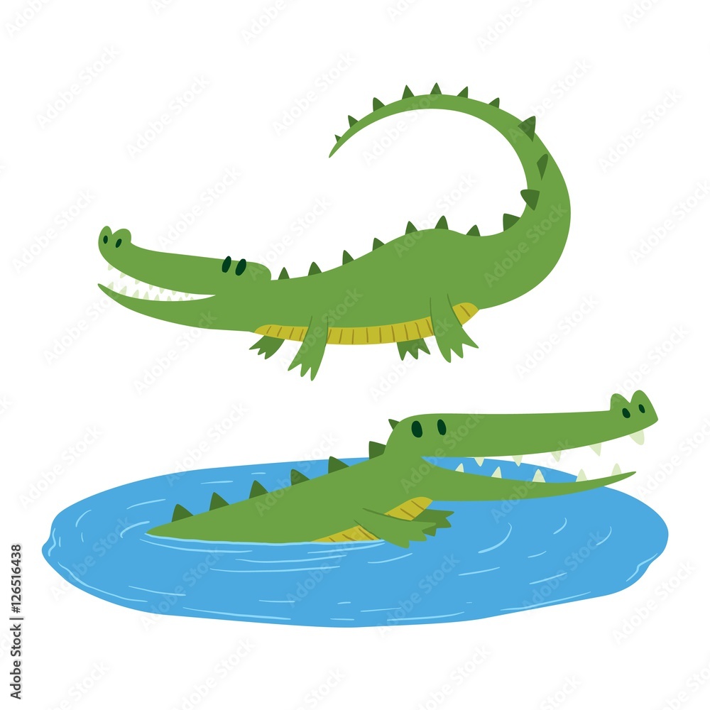 Naklejka premium Cute crocodile character vector