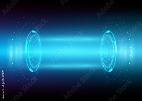 Abstract information and technology background that can used for business presentation. The communication between two sides that provides empty space for title. Transfer data from one side to another.