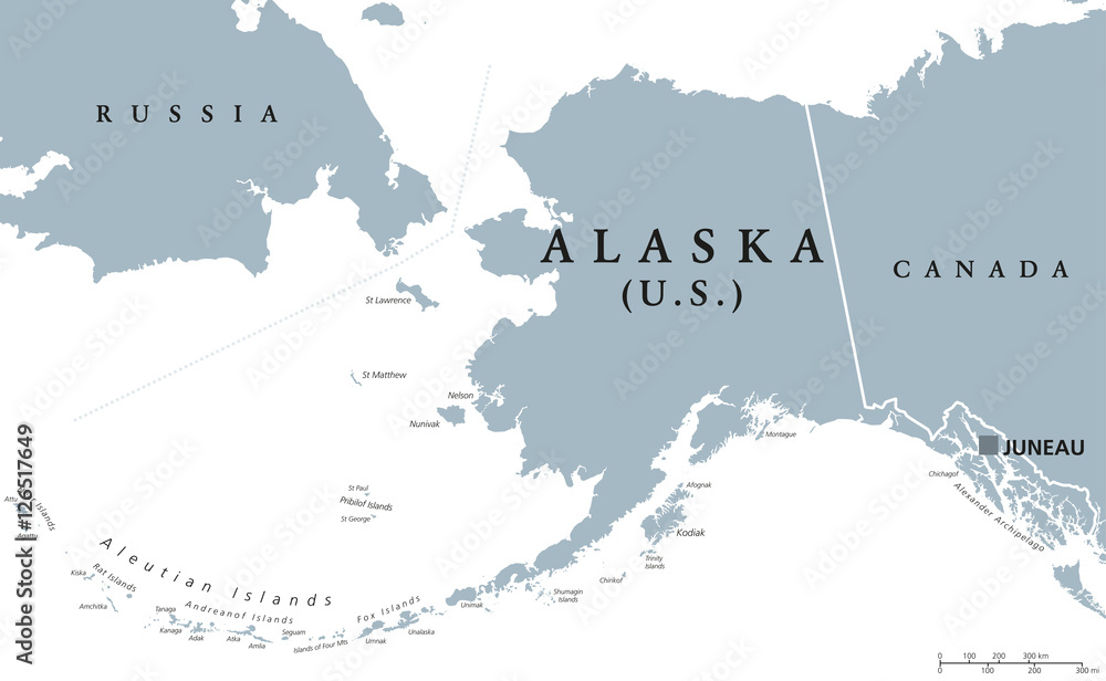 Obraz Alaska political map with capital Juneau. U.S. state in the