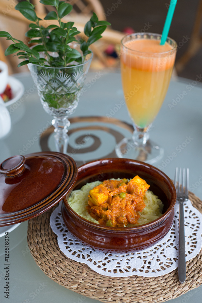 decorated table, a business lunch, hot, soup, fruit juice, vegetarian decorated table, a business lunch, hot, soup, fruit juice, vegetarian
