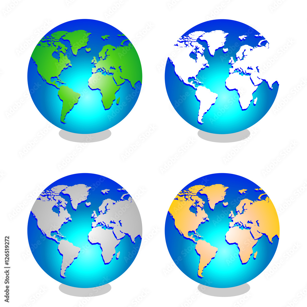 Planet Earth. Image of the globe with shadow on white background