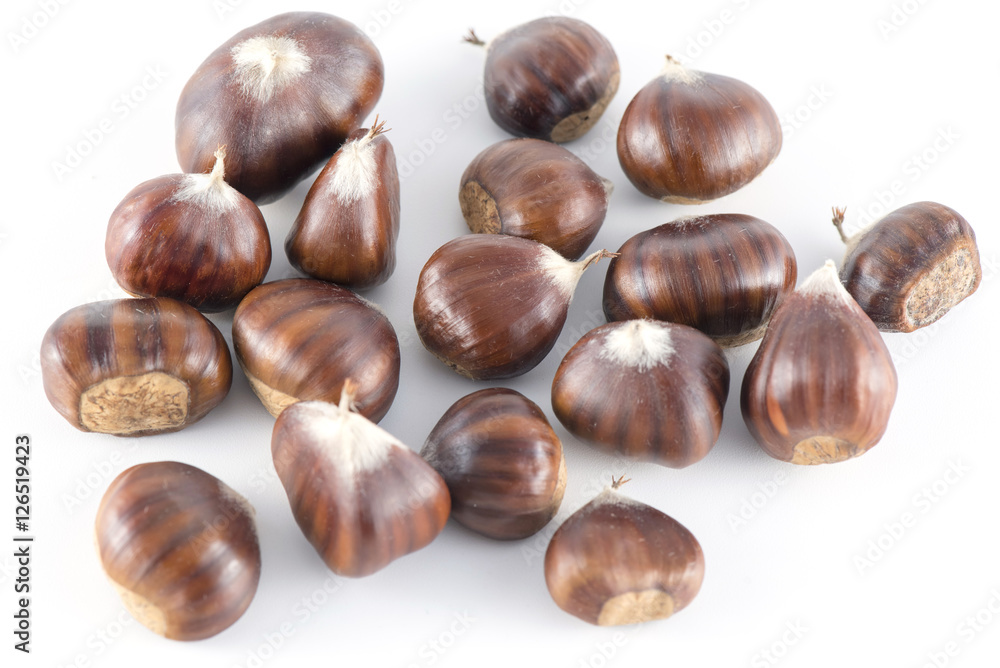 Chestnut (marrons) on white background Chestnut (marrons) on white background