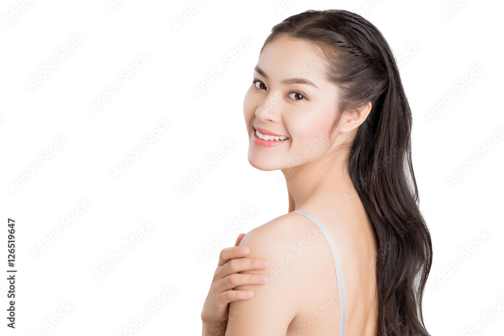 Young beauty Asian woman with healthy skin and eyes care concept Young beauty Asian woman with healthy skin and eyes care concept