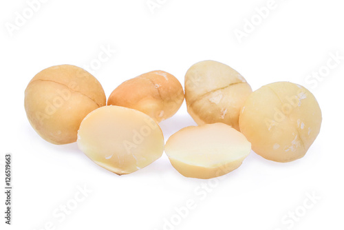 dried macadamia nut isolated on white background