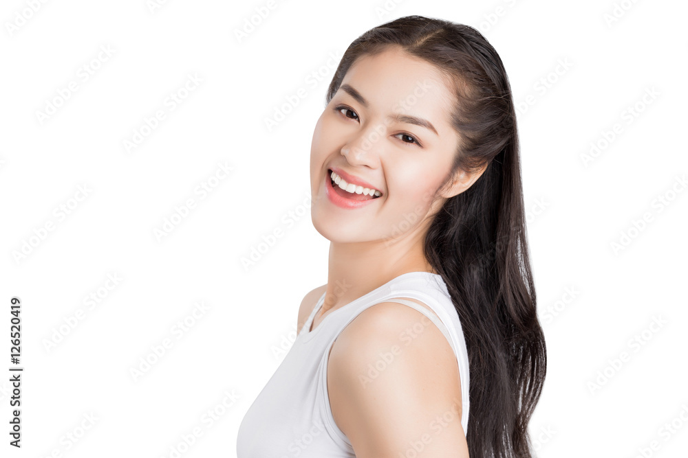 Young beauty Asian woman with healthy skin and eyes care concept Young beauty Asian woman with healthy skin and eyes care concept